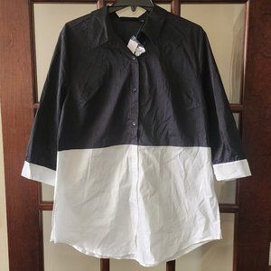 NWT Black & White Button Up